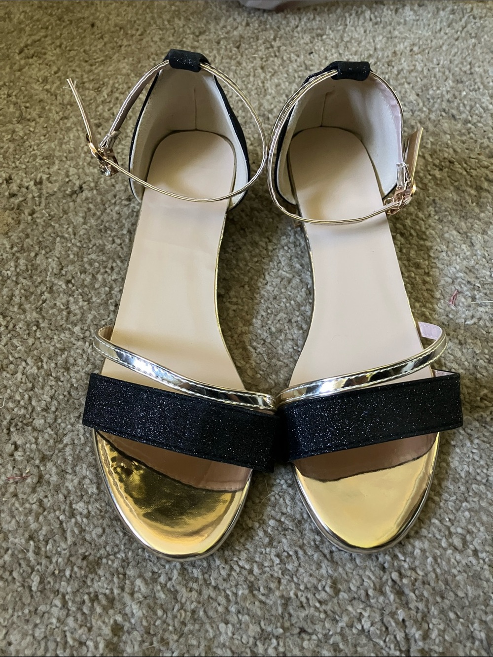 Black and gold sandals